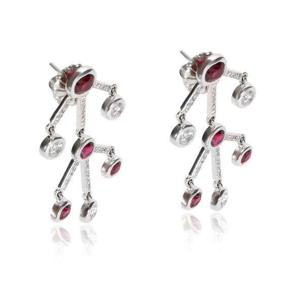 Solange Azagury-Partridge Ruby and Diamond Earrings in 18KT White Gold - Picture 2 of 4